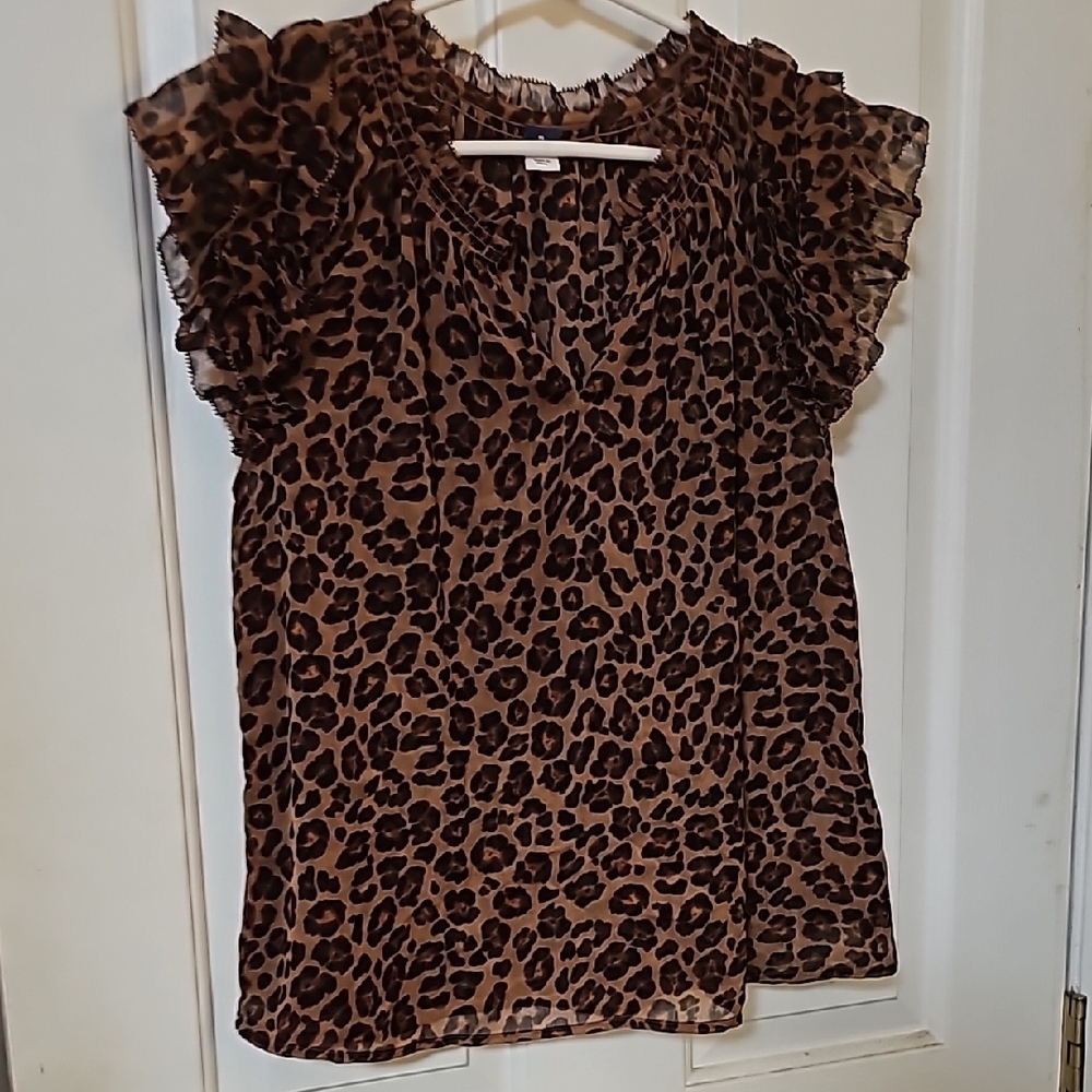Old Navy Multicolored Ruffled Flutter Sleeve Top
